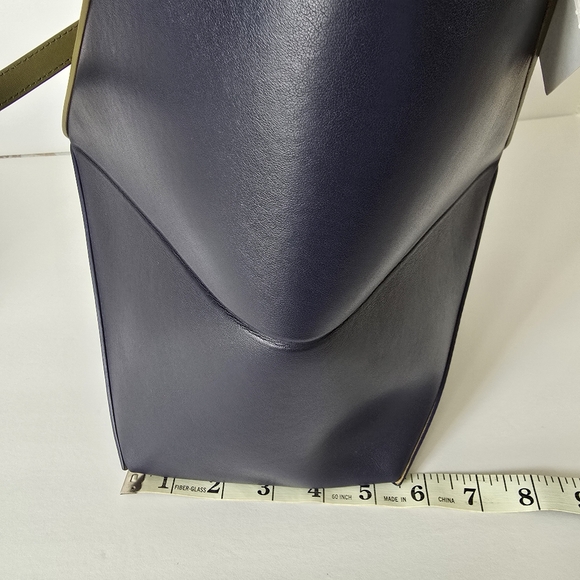 LOEWE  Medium Bicolor Puzzle Tote Bag Olive Navy - Picture 8 of 12